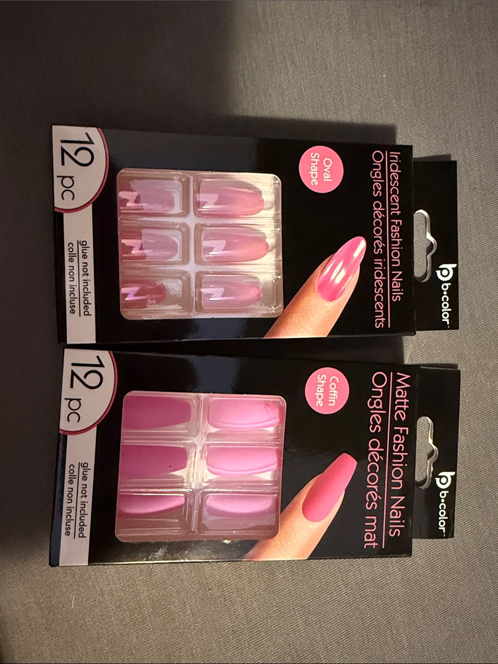 b.color Pink Press-On Nail Sets - Iridescent & Matte (24 pcs)